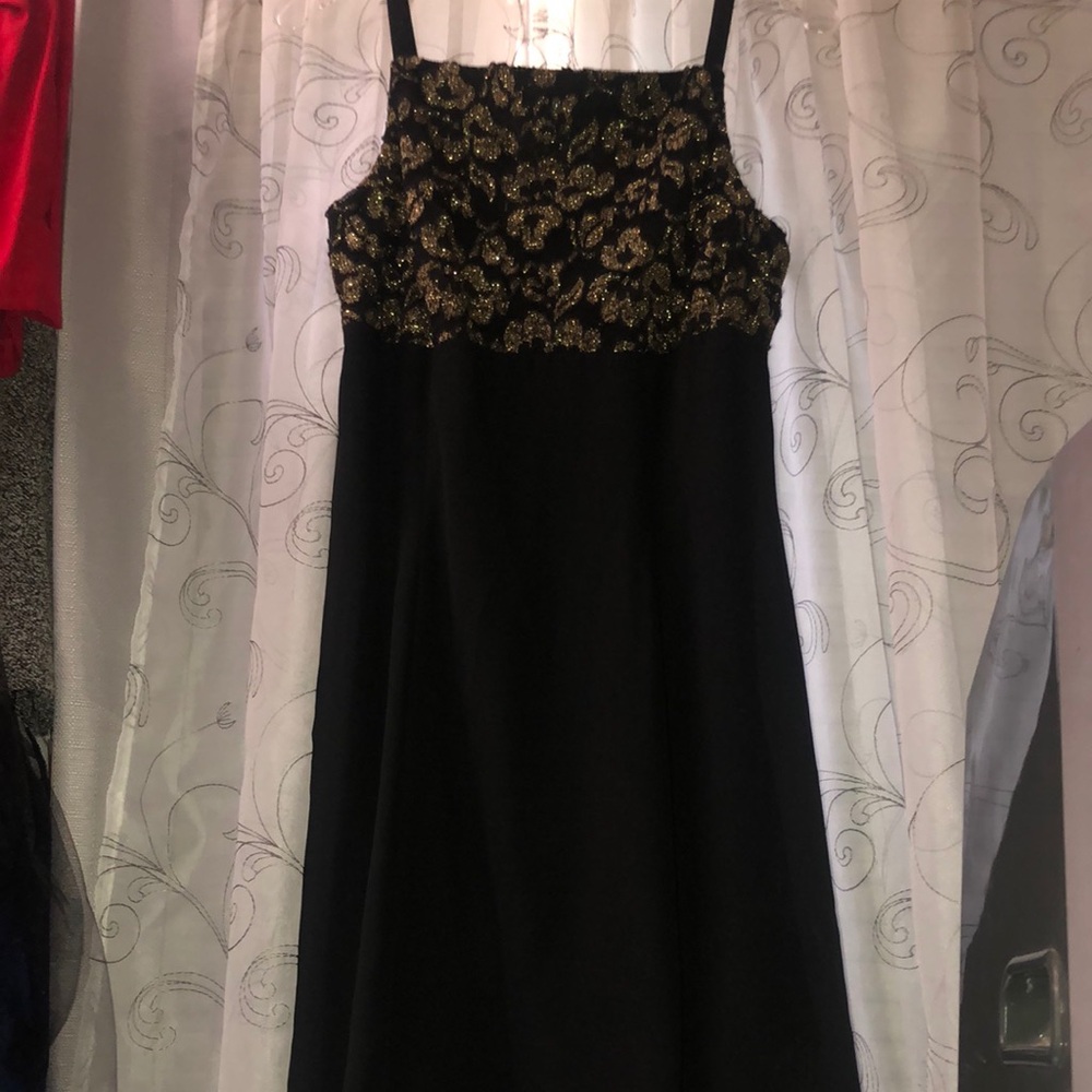 Rhapsody Black Slip Midi Dress Spaghetti Strap Cocktail